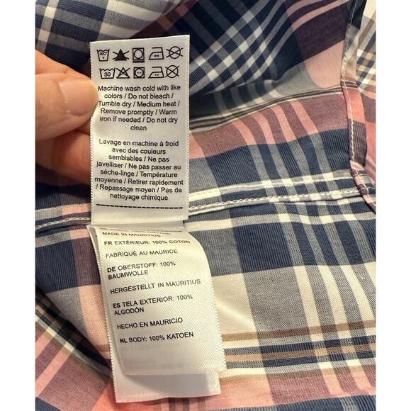 UNTUCKit Poplin Button Up Dress Shirt Mens XL Reg Pink Navy Plaid Wrinkle Free - Picture 11 of 11